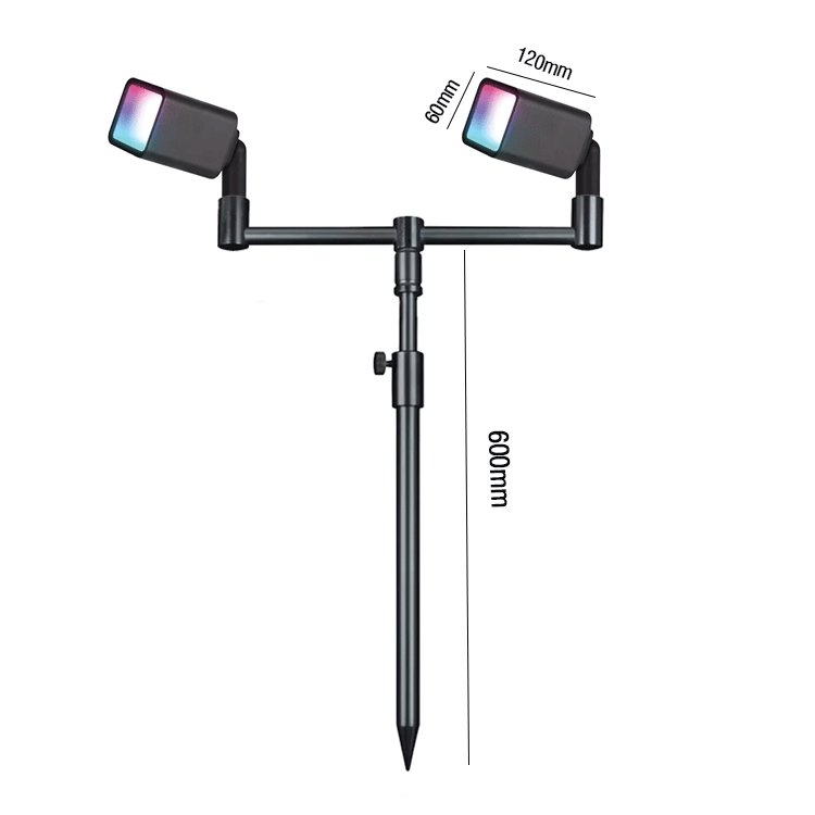 12W Double-Head LED Landscape Light Color-Changing RGB Garden Light Waterproof Outdoor Tree Spotlight Aluminum Body IP65 Rating