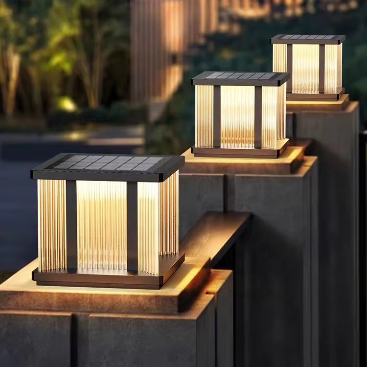 Modern Garden IP65 Stainless Steel Lawn Solar Lamp Outdoor Street Waterproof Landscape Lights Garden Solar Pillar Lights