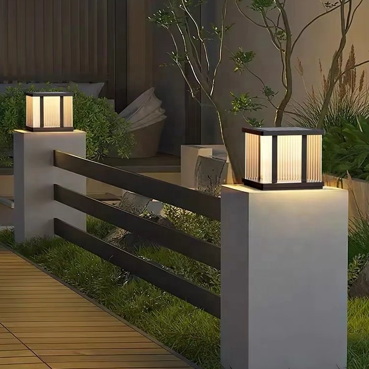 Modern Garden IP65 Stainless Steel Lawn Solar Lamp Outdoor Street Waterproof Landscape Lights Garden Solar Pillar Lights