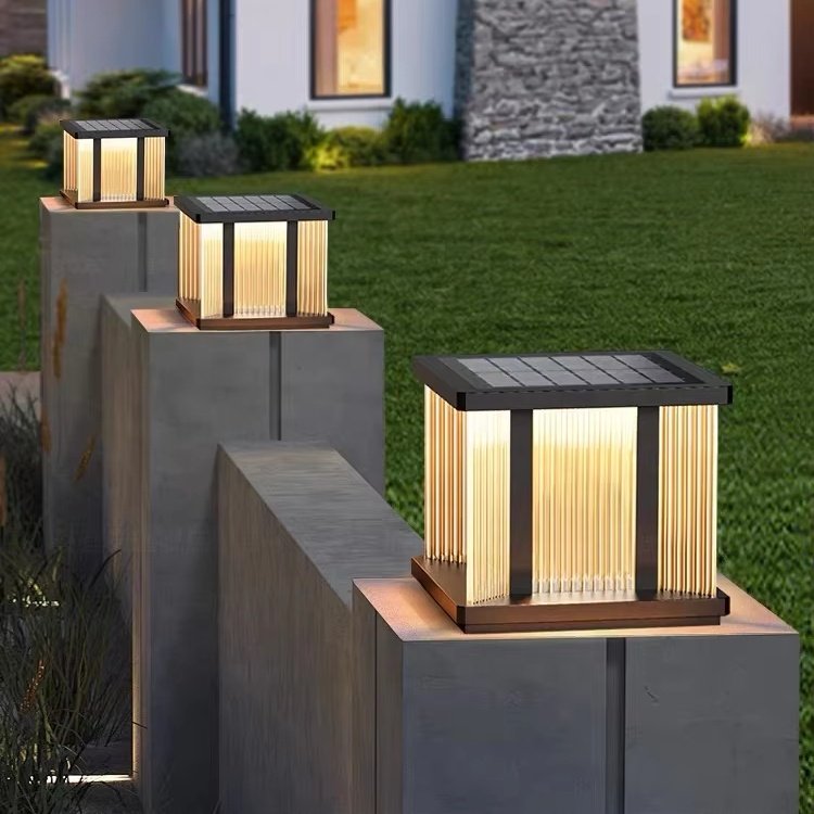 Modern Garden IP65 Stainless Steel Lawn Solar Lamp Outdoor Street Waterproof Landscape Lights Garden Solar Pillar Lights
