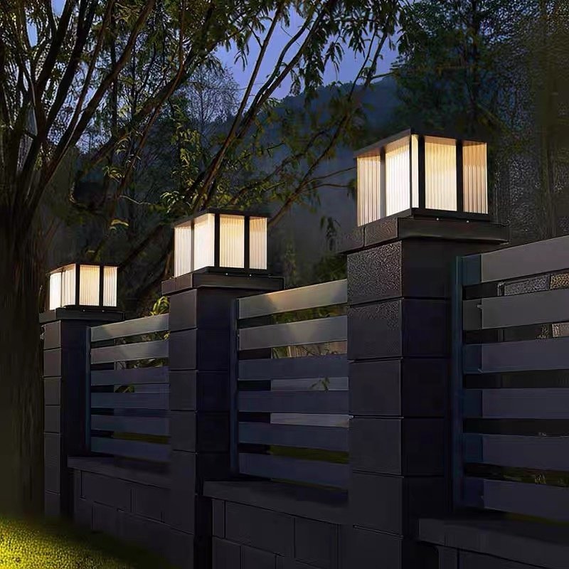 Modern Garden IP65 Stainless Steel Lawn Solar Lamp Outdoor Street Waterproof Landscape Lights Garden Solar Pillar Lights
