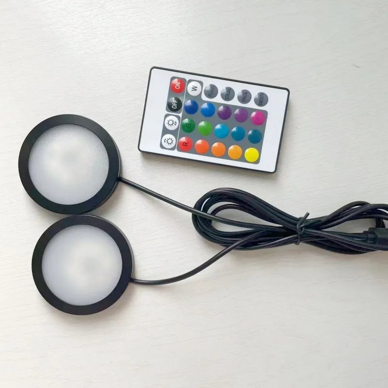 Led USB Spotlight 3W DC 5V RGB With Remote Jewelry Cabinet Showcase Counter Lamp Ceiling Mini Spot Light USB Plug 2 in One
