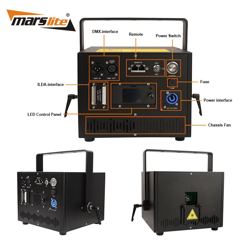 Marslite 10w RGB Laser Light Show Stage Projector Animation Laser Disco Dj Light 3d Ilda 10 Watt Laser Lights Lazer