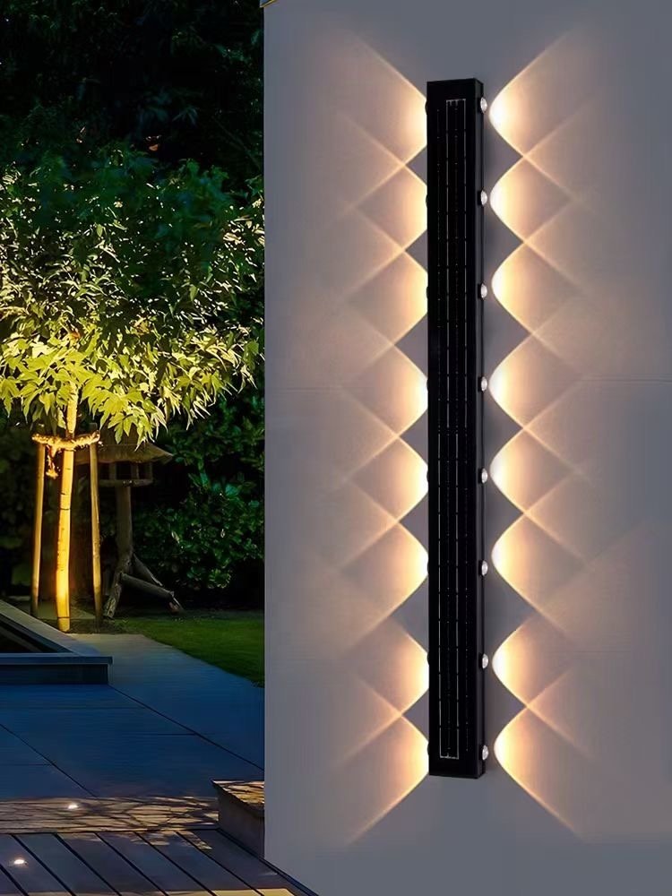 Modern LED Strip Outdoor Solar Wall Light, Exterior Wall Ip65 Garden Villa Balcony Waterproof Garden Light