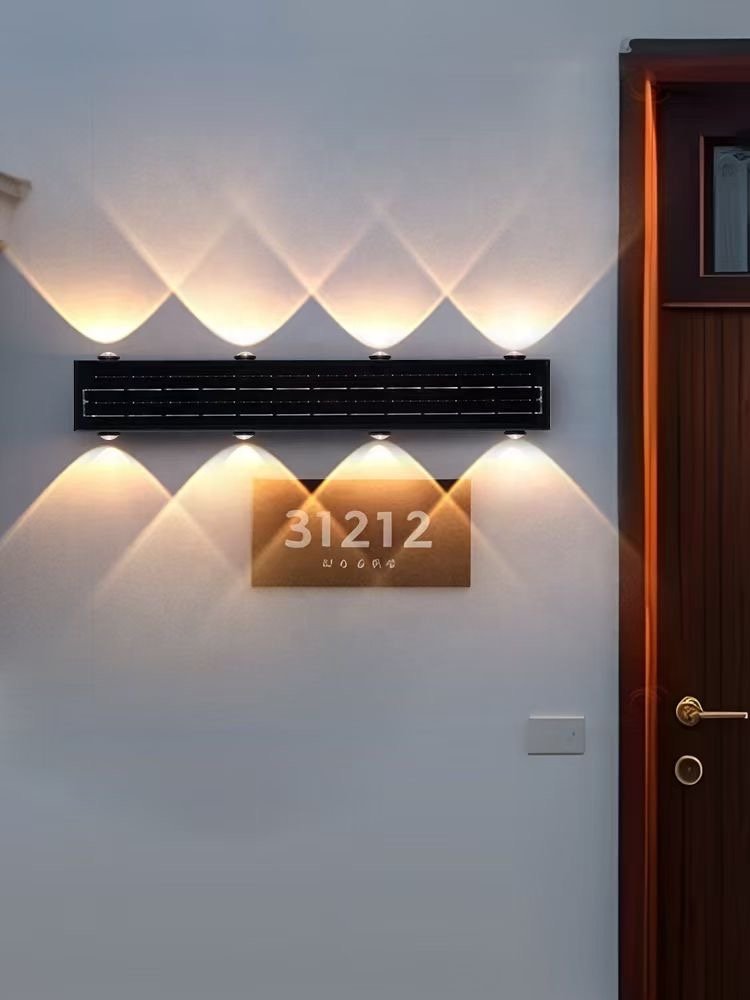 Modern LED Strip Outdoor Solar Wall Light, Exterior Wall Ip65 Garden Villa Balcony Waterproof Garden Light