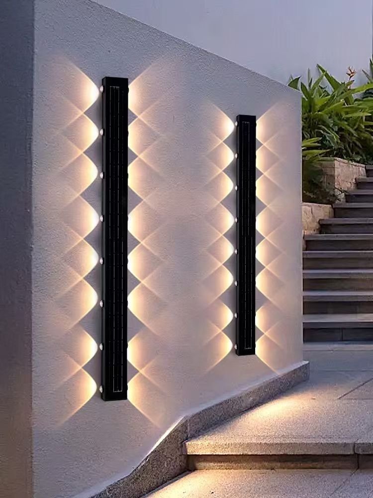 Modern LED Strip Outdoor Solar Wall Light, Exterior Wall Ip65 Garden Villa Balcony Waterproof Garden Light