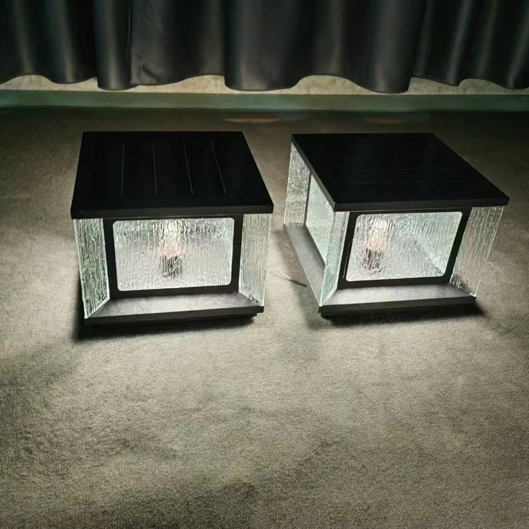 Outdoor Pillar Lamp Stable Glass Waterproof Flat Column Fence Deck Column Cap Lawn Courtyard Electric Pillar Lamp Post Light