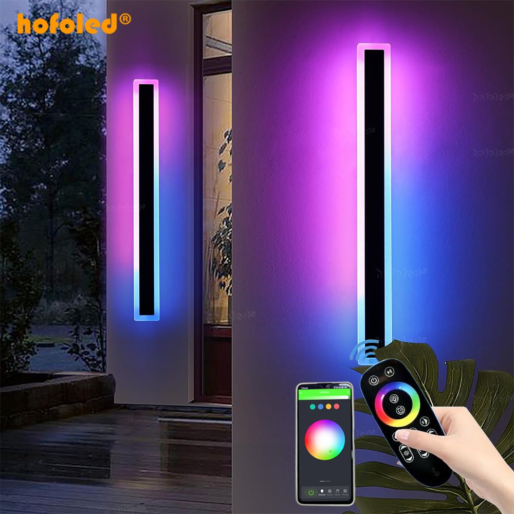 Tuya APP Controls Color Change Dimming Smarts Strip Linear Wall Lamp Garden Decorative Waterproof Outdoor Wall Mounted Lights