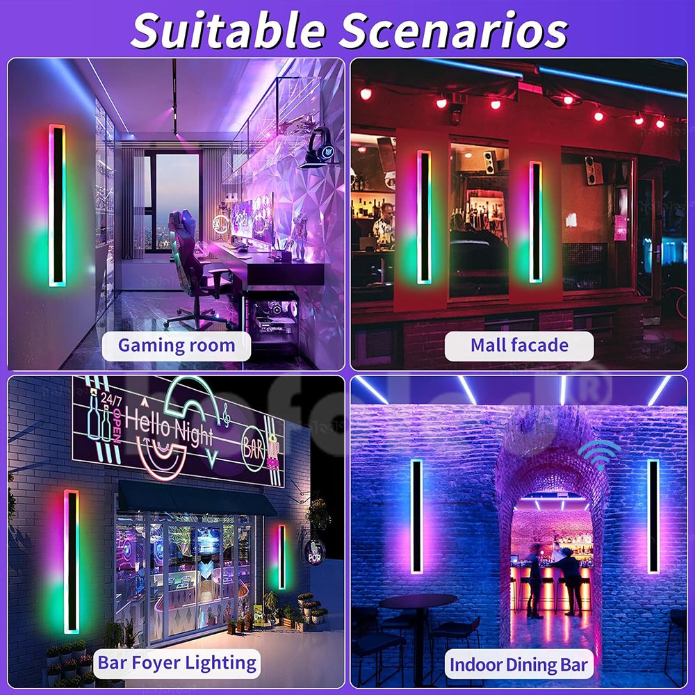 Tuya APP Controls Color Change Dimming Smarts Strip Linear Wall Lamp Garden Decorative Waterproof Outdoor Wall Mounted Lights