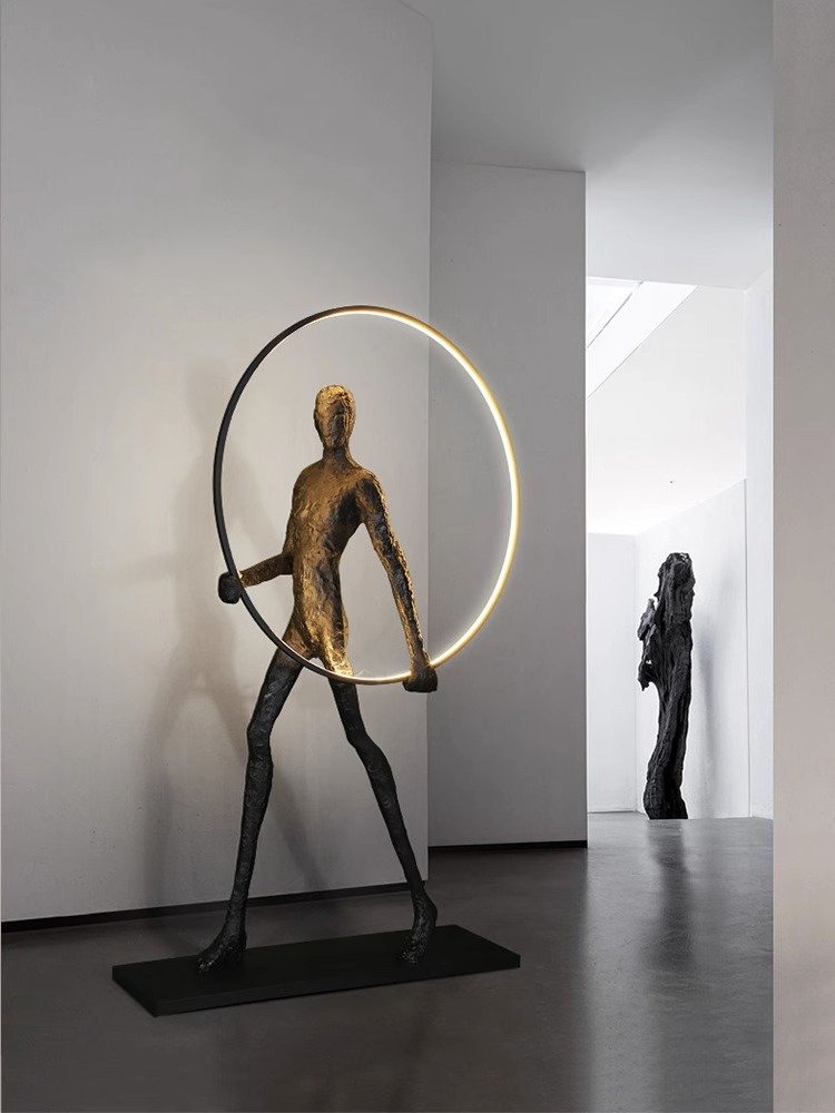Creative Art Decoration Sculpture Designer Hotel Lobby FRP Figure Floor Lamp