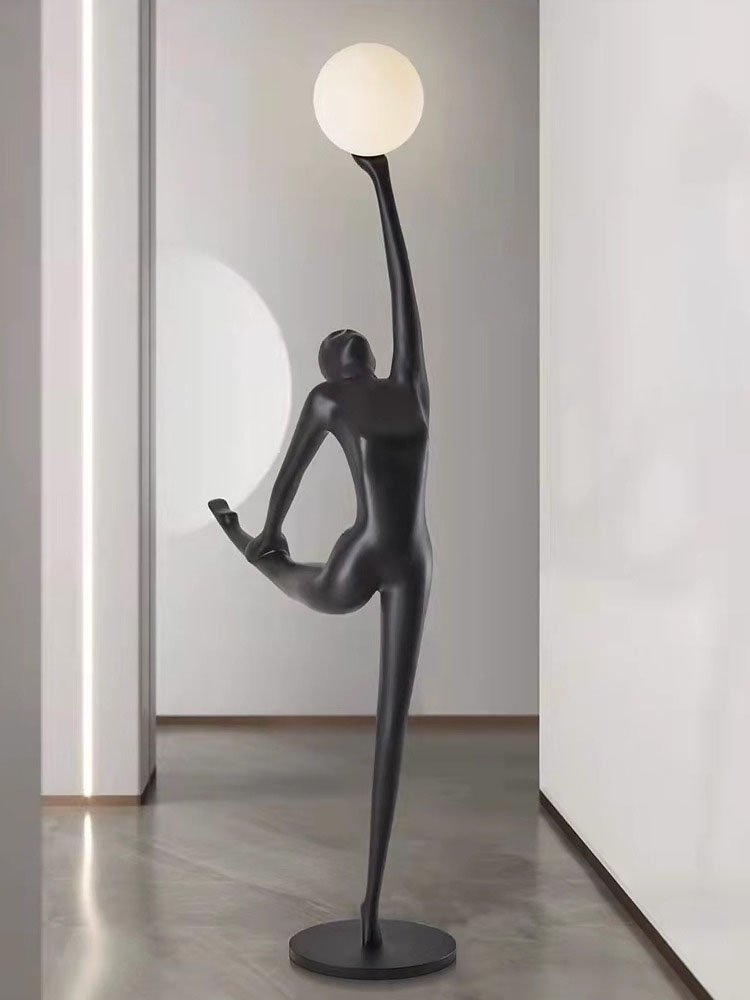 Creative Art Decoration Sculpture Designer Hotel Lobby FRP Figure Floor Lamp