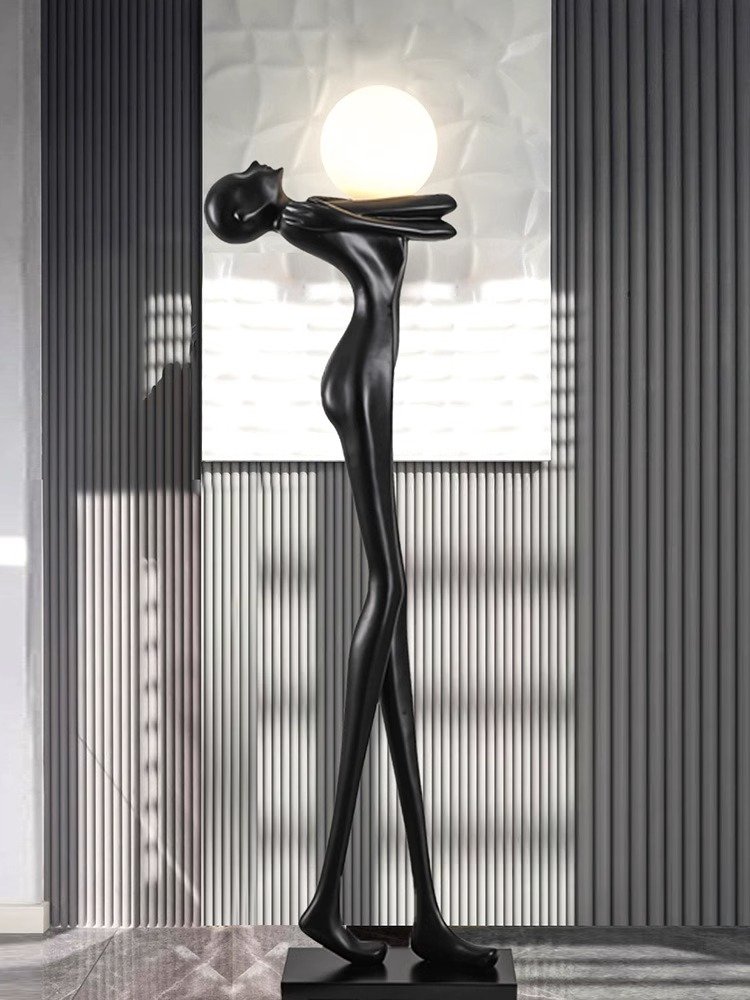 Creative Art Decoration Sculpture Designer Hotel Lobby FRP Figure Floor Lamp