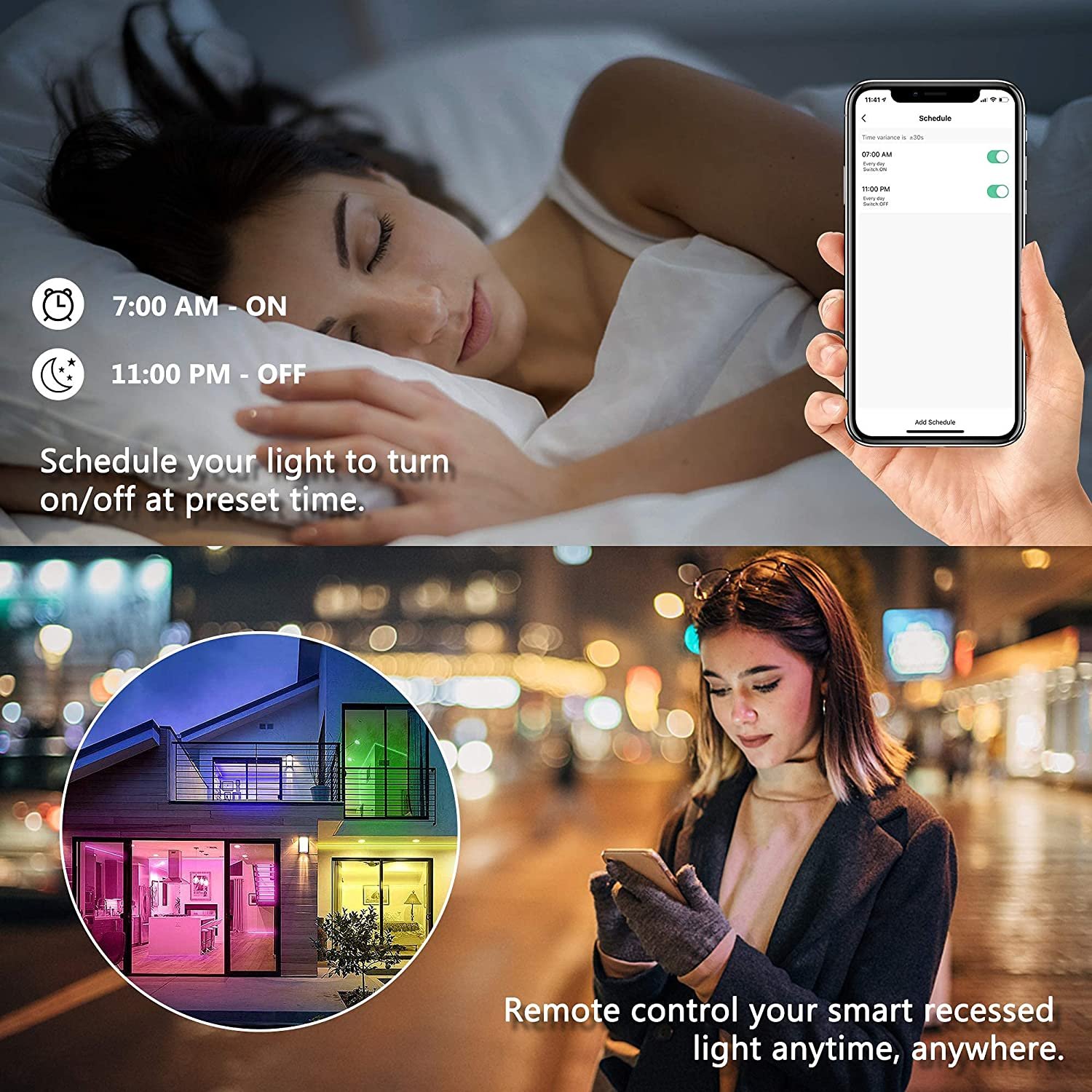 Factory Price TUYA Smart Dimmable RGBW Downlight 6 Inch Ultra-Thin LED Recessed Light