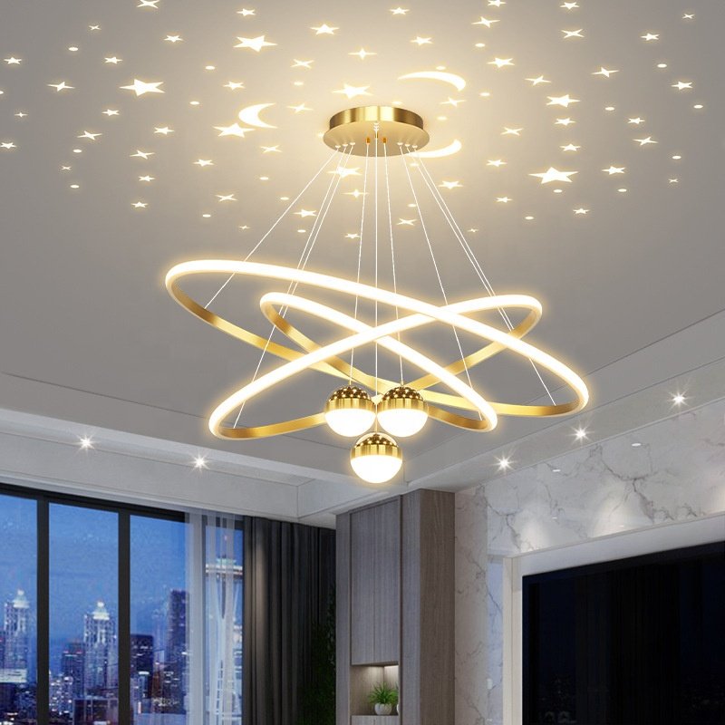 LED Modern Nordic Simple Home Decor Pendant Light Round Luxury Gold Star Chandelier Living Room Bedroom LED Chandeliers