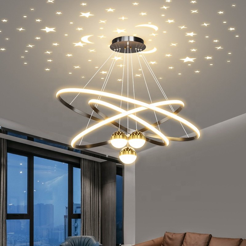 LED Modern Nordic Simple Home Decor Pendant Light Round Luxury Gold Star Chandelier Living Room Bedroom LED Chandeliers