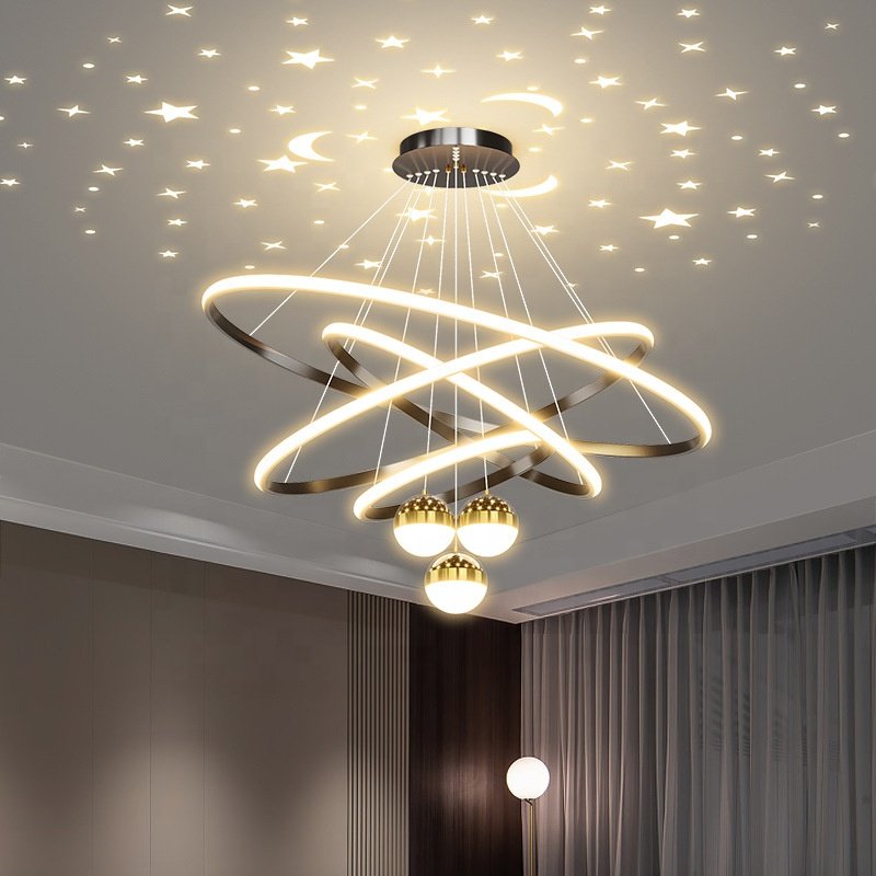 LED Modern Nordic Simple Home Decor Pendant Light Round Luxury Gold Star Chandelier Living Room Bedroom LED Chandeliers