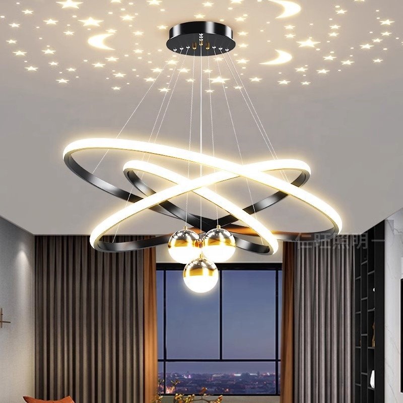 LED Modern Nordic Simple Home Decor Pendant Light Round Luxury Gold Star Chandelier Living Room Bedroom LED Chandeliers