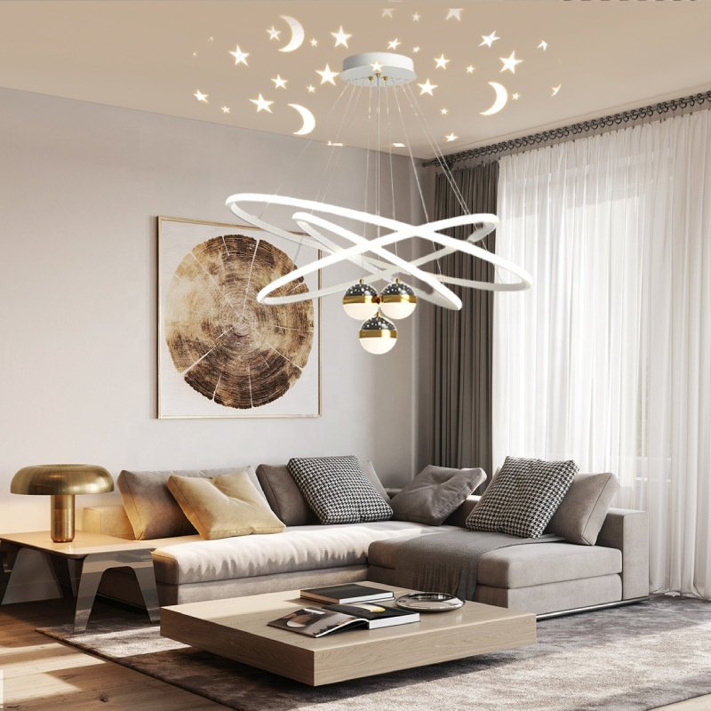 LED Modern Nordic Simple Home Decor Pendant Light Round Luxury Gold Star Chandelier Living Room Bedroom LED Chandeliers