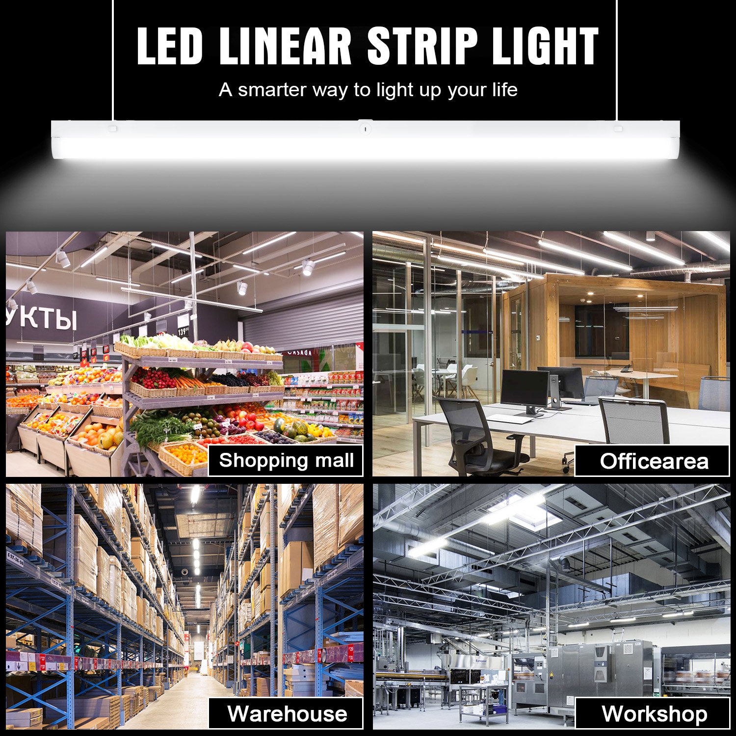 Batten Lights Usa Warehouse Linkable Light Ul Dlc 4ft 8ft 100-277v Ceiling Fixture Suspending Led Batten Linear Strip Light