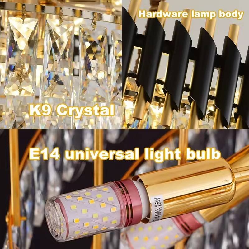 Round Indoor Luxury Ceiling Chandeliers Gold LED Modern Crystal Chandelier Pendant Light for Indoor Decoration