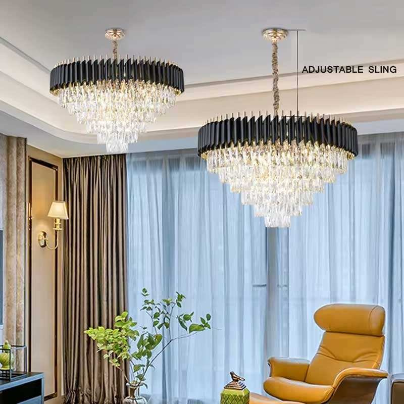Round Indoor Luxury Ceiling Chandeliers Gold LED Modern Crystal Chandelier Pendant Light for Indoor Decoration
