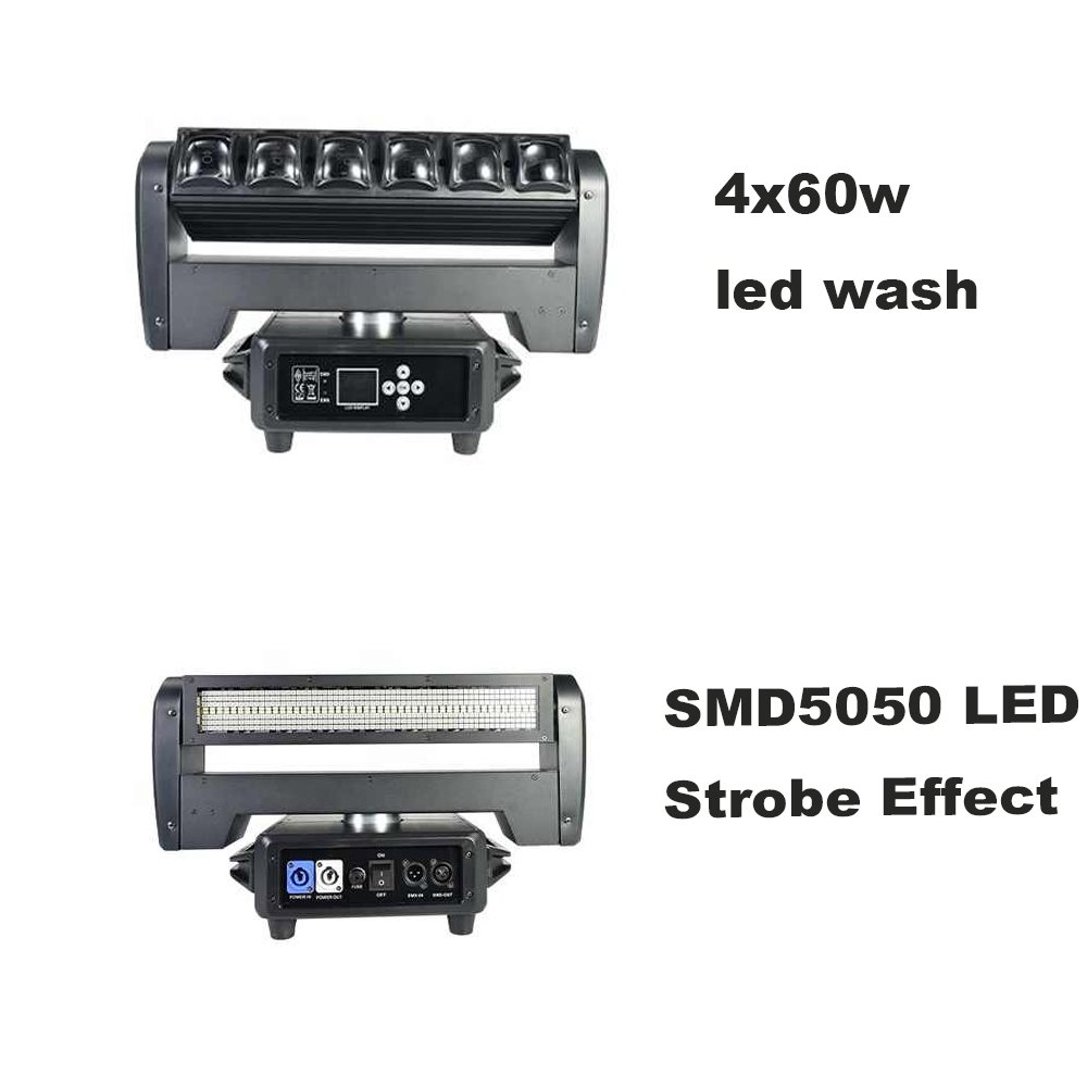 6X40W LED RGBW 4IN1 Pixel LED Wash Strobe Bar Moving Head Light for DJ Disco Party Holiday Christmas Wedding Birthday Show