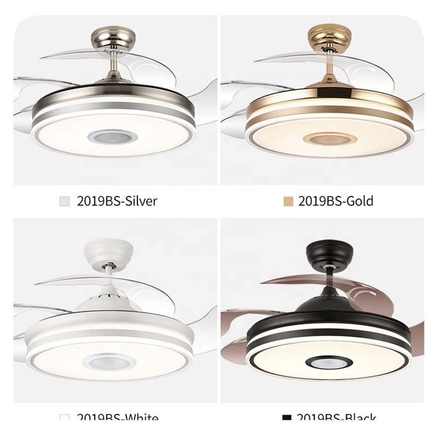Custom NEW BAHE Ceiling Fan and Lights 42 Inch Retractable Folding Ventilador Techo Speaker