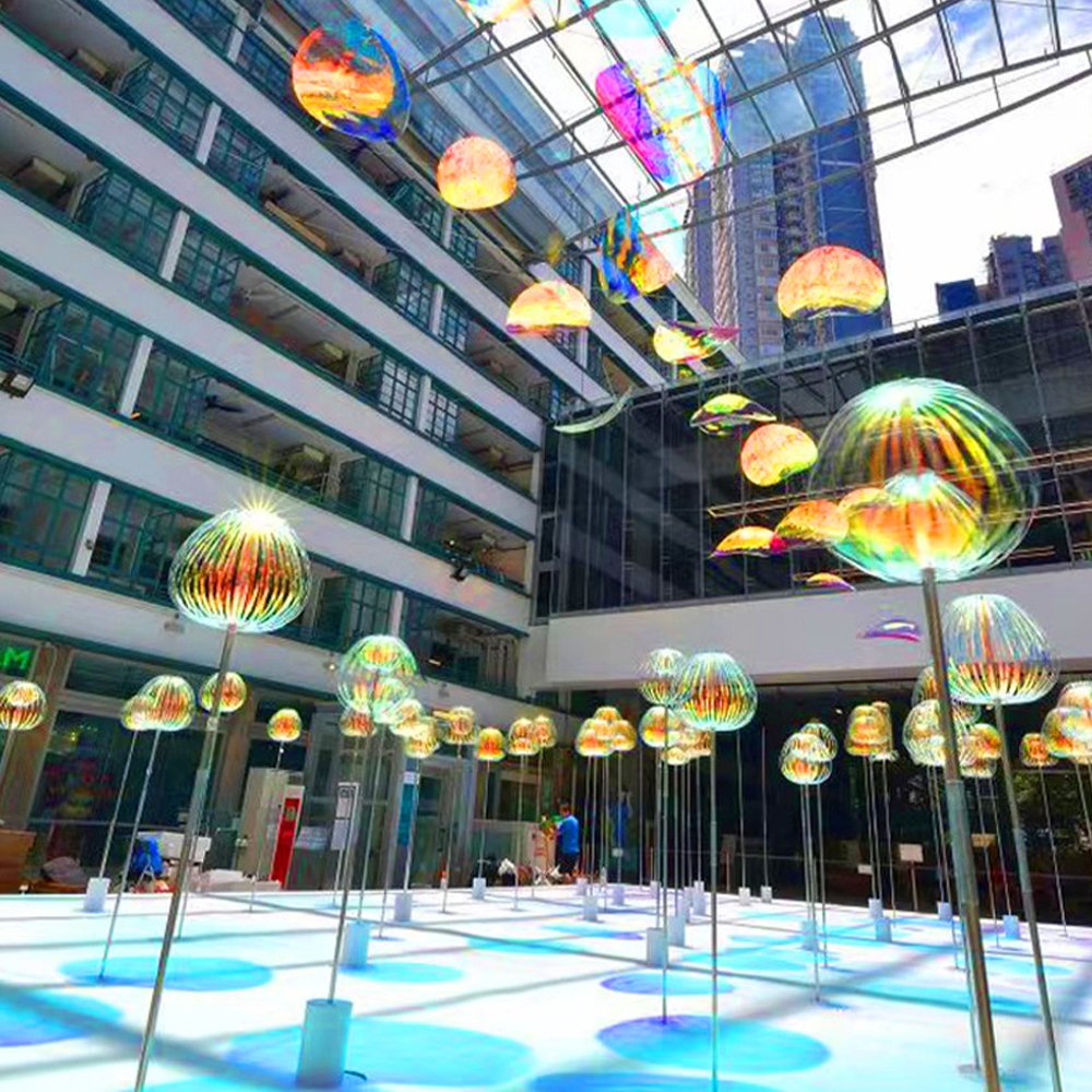 Jellyfish Bubble Lamp LED Color Column Interactive Experience Mall Festival square Park Atmosphere Decorative Lights