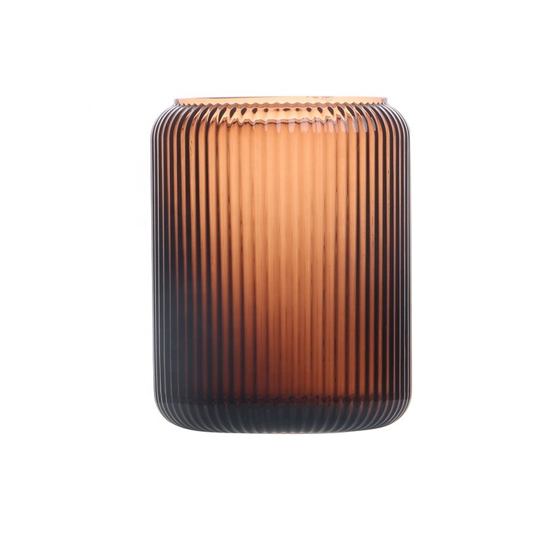 Amber Color Glass Lampshade Colorful Striped Cylindrical Glass Lampshade