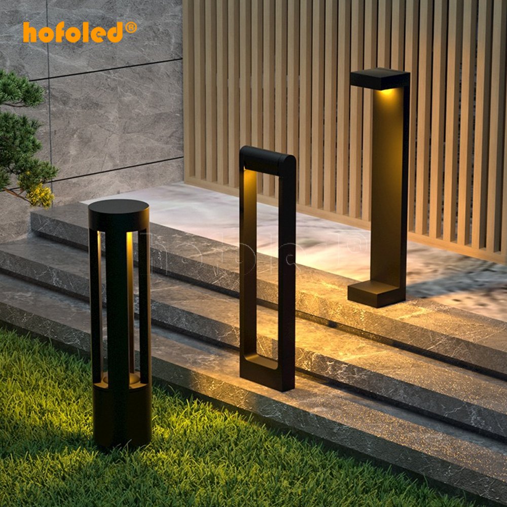 Modern IP65 Waterproof Pillar Bollard Lights Landscape Pathway Outdoor Led Lawn Lawn Solar Garden Lighting