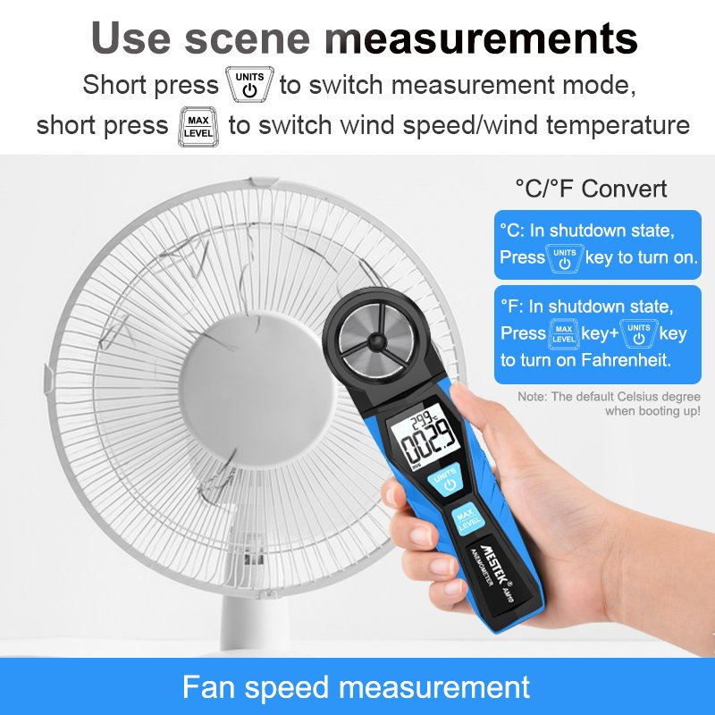 AM10 Auto Testing Low Price Mini Size Digital Anemometer 0.3-30m/s Airometer Wind-gauge Air Temperature Wind Speed Meter
