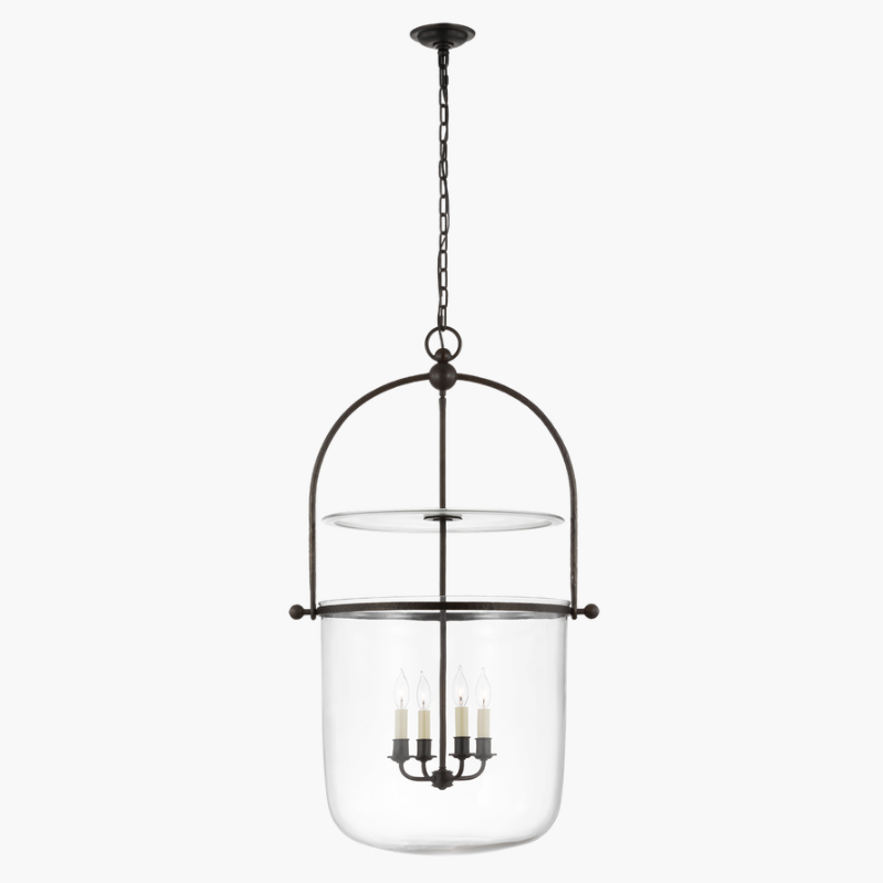 American Country Style Bell Glass Lampshade Chandelier Retro Villa Living Room Kitchen Island Home Decoration Pendant Light