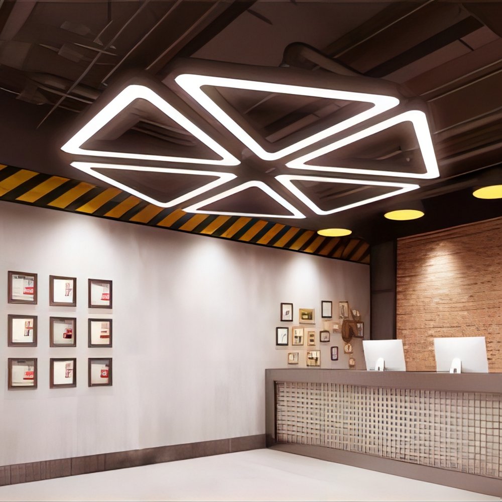 Round Circle Pendant Store Industrial Style Gym Supermarket Modeling Circle Project Ring Light