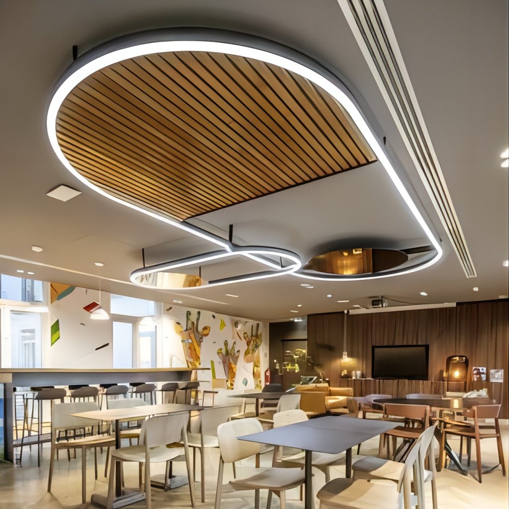 Round Circle Pendant Store Industrial Style Gym Supermarket Modeling Circle Project Ring Light