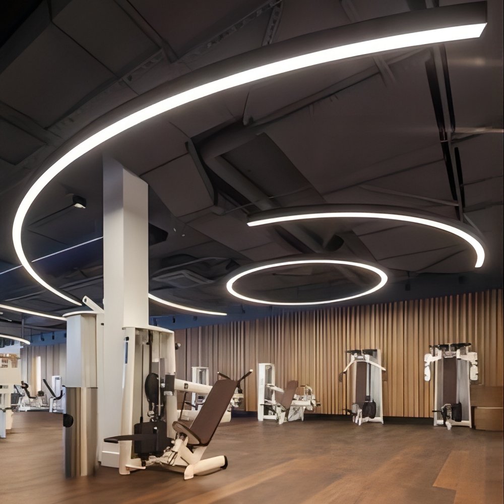 Round Circle Pendant Store Industrial Style Gym Supermarket Modeling Circle Project Ring Light