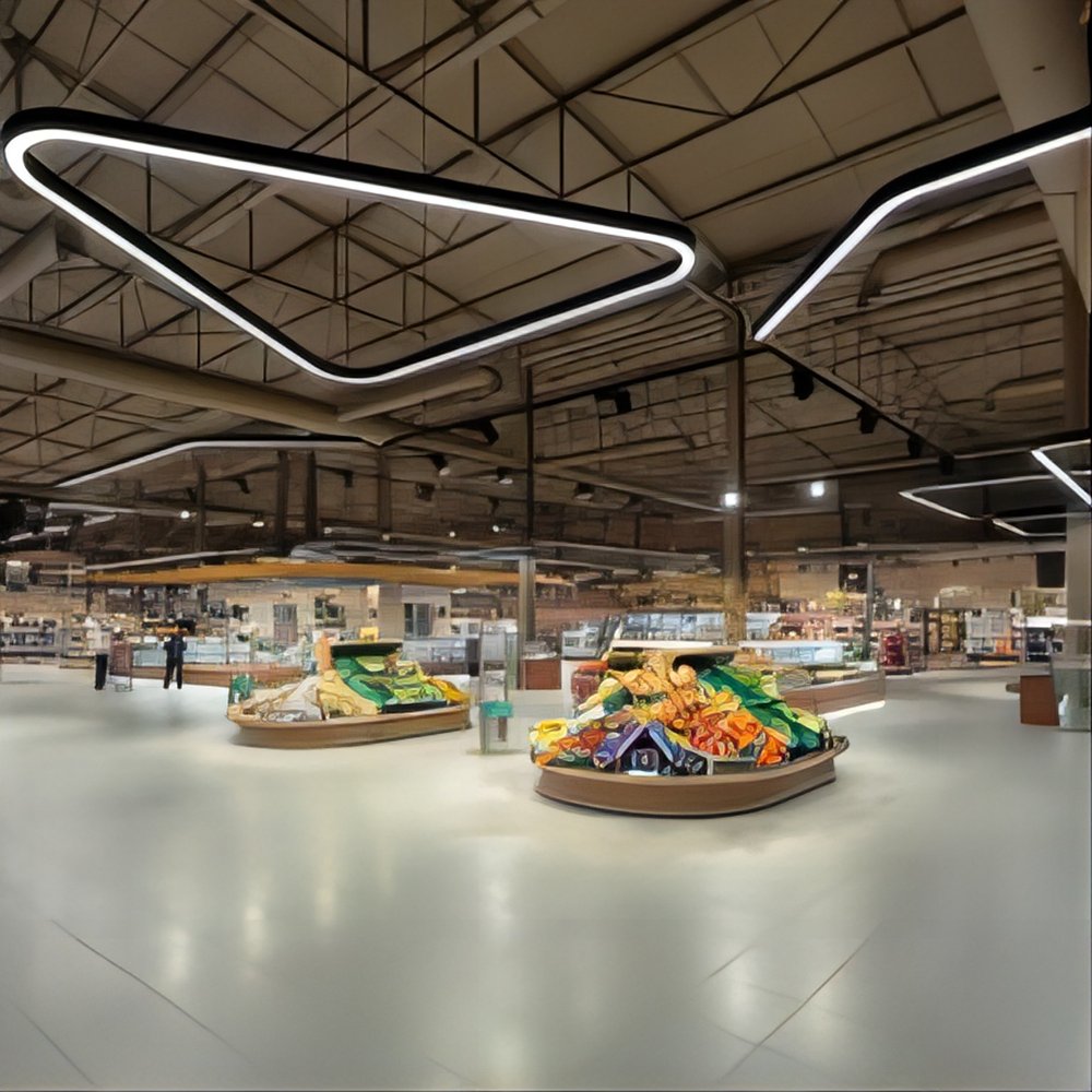 Round Circle Pendant Store Industrial Style Gym Supermarket Modeling Circle Project Ring Light