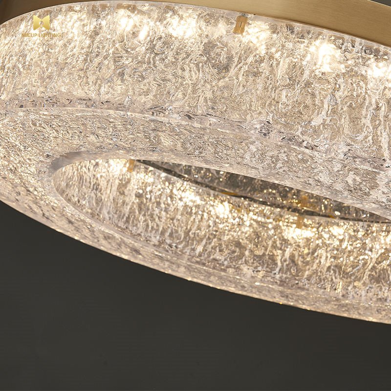 Nordic Copper Marble Bedroom Light Modern Simple Luxury Room Round Balcony Light Brass Snowflake Chandelier Ceiling Light