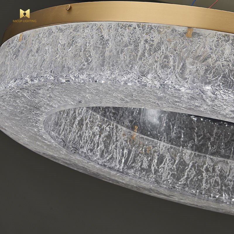 Nordic Copper Marble Bedroom Light Modern Simple Luxury Room Round Balcony Light Brass Snowflake Chandelier Ceiling Light