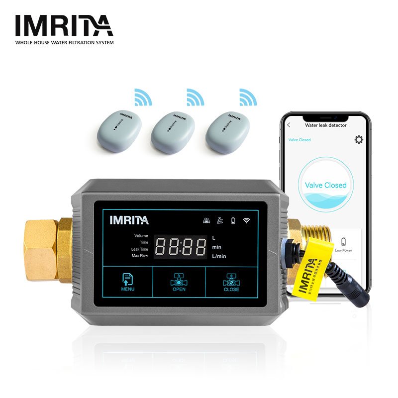 IMRITA Smart Wifi App Water Flow Meter Monitor Sensor Auto Shut off Valve Waterway Controller Leakage Detector Indoor
