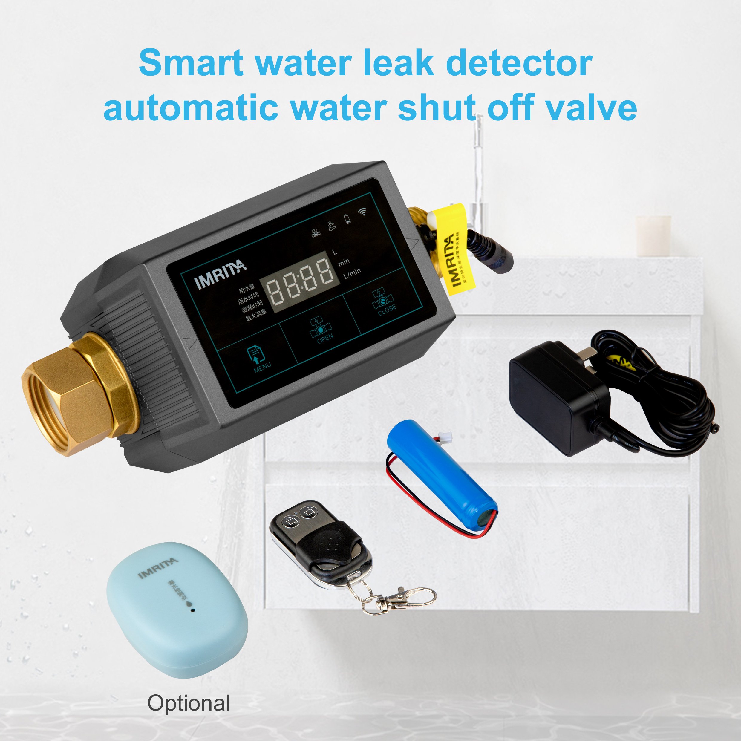 IMRITA Smart Wifi App Water Flow Meter Monitor Sensor Auto Shut off Valve Waterway Controller Leakage Detector Indoor