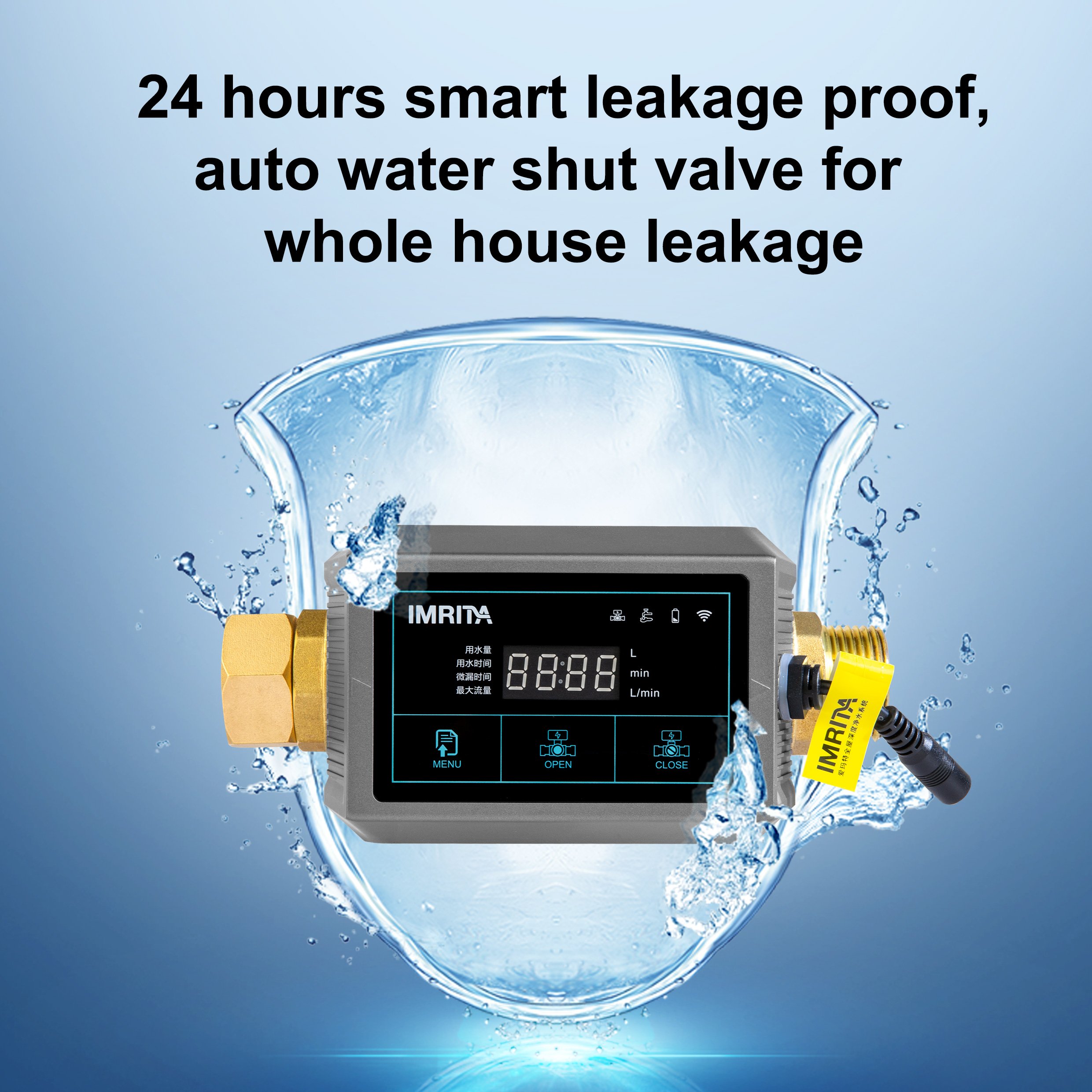 IMRITA Smart Wifi App Water Flow Meter Monitor Sensor Auto Shut off Valve Waterway Controller Leakage Detector Indoor