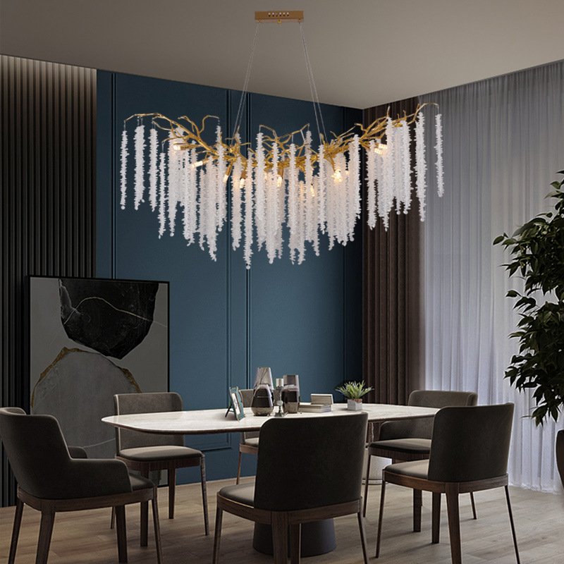Modern Hotel Villa Decoration Pendant Light Restaurant Led Aluminum Glass Chandelier