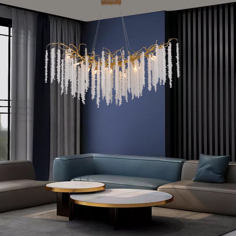 Modern Hotel Villa Decoration Pendant Light Restaurant Led Aluminum Glass Chandelier