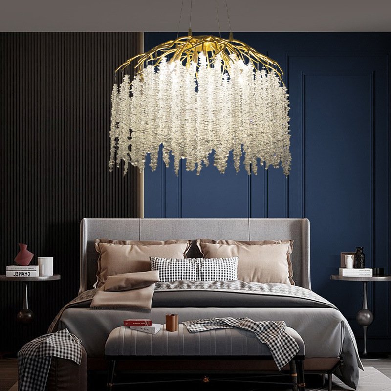 Modern Hotel Villa Decoration Pendant Light Restaurant Led Aluminum Glass Chandelier