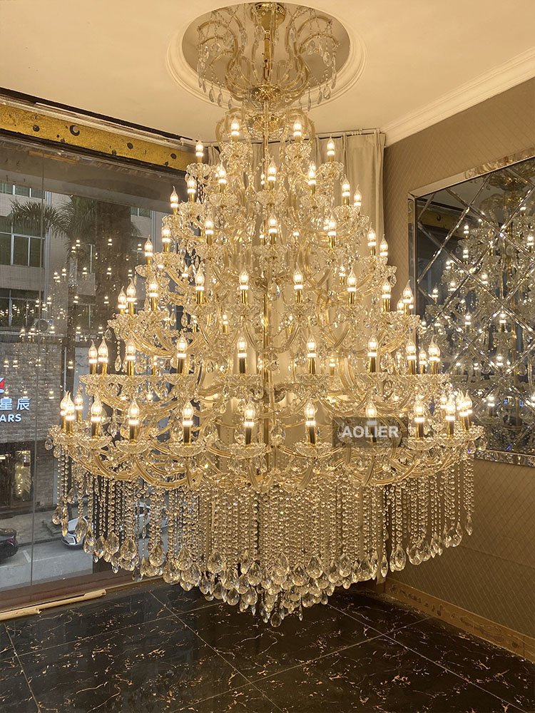 AOLIER Luxury Crystal Modern Chandeliers for Hotel Home Wedding Hall Villa Natural Crystal Chandelier