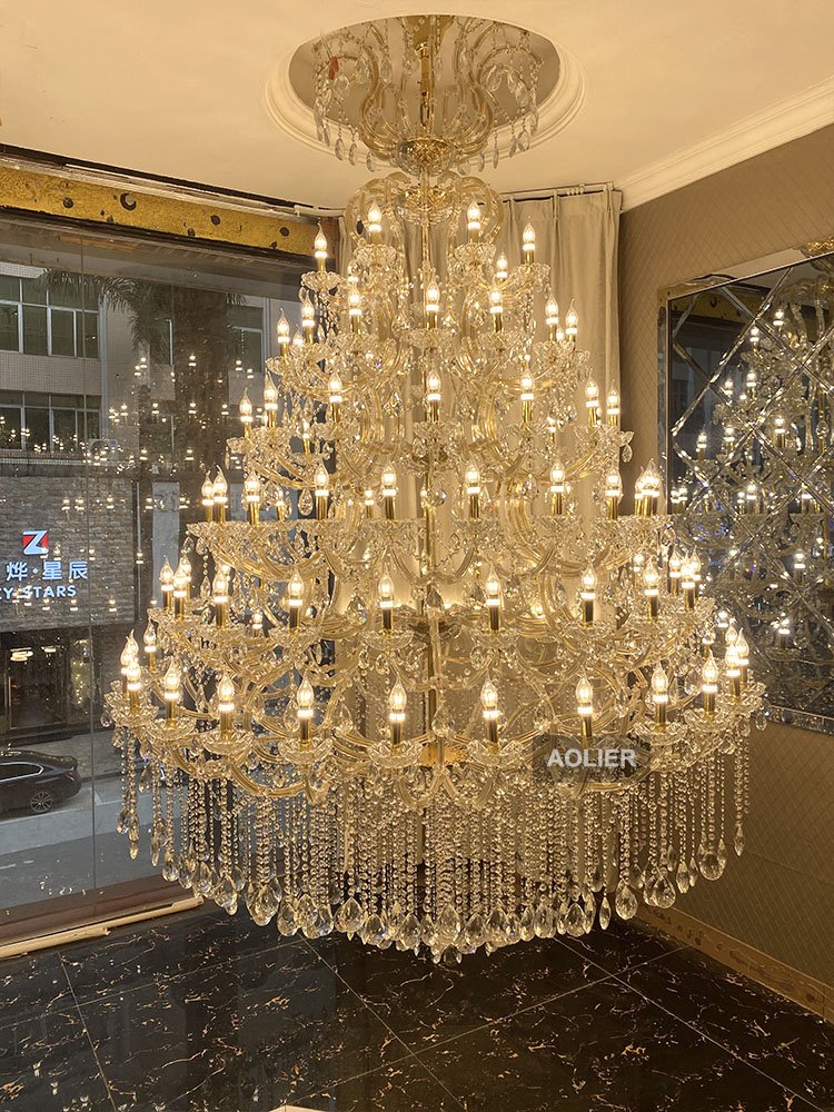 AOLIER Luxury Crystal Modern Chandeliers for Hotel Home Wedding Hall Villa Natural Crystal Chandelier