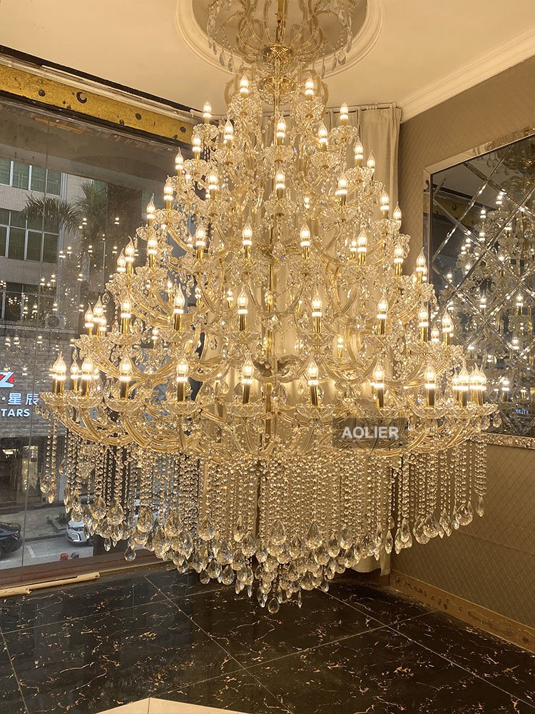AOLIER Luxury Crystal Modern Chandeliers for Hotel Home Wedding Hall Villa Natural Crystal Chandelier