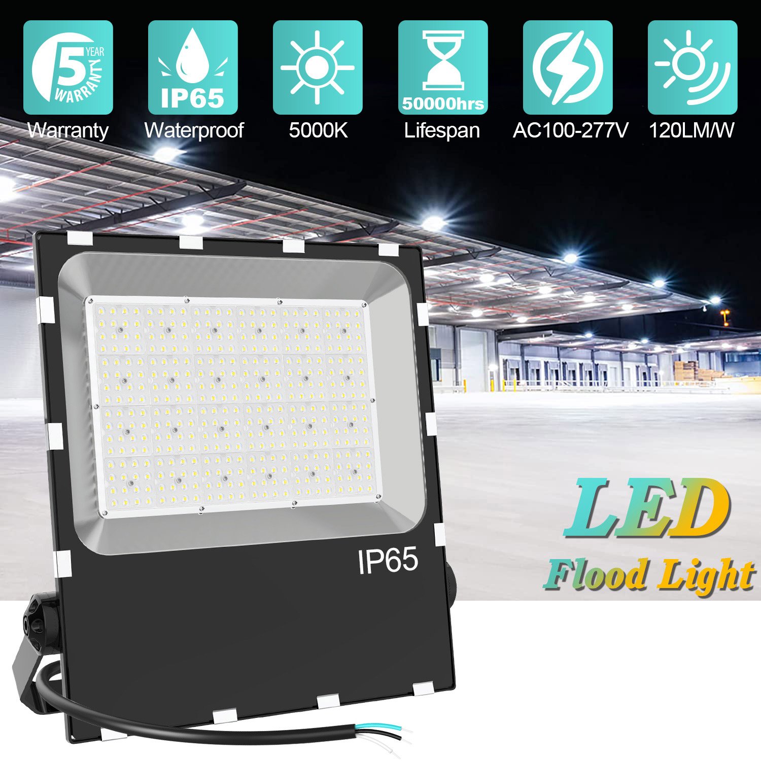 Floodlights 5 Yrs Warranty 50W 100W 200W 300W 150W 400W 500W 600W Comercial Outdoor IP65 SMD Slim LED Flood Lighting