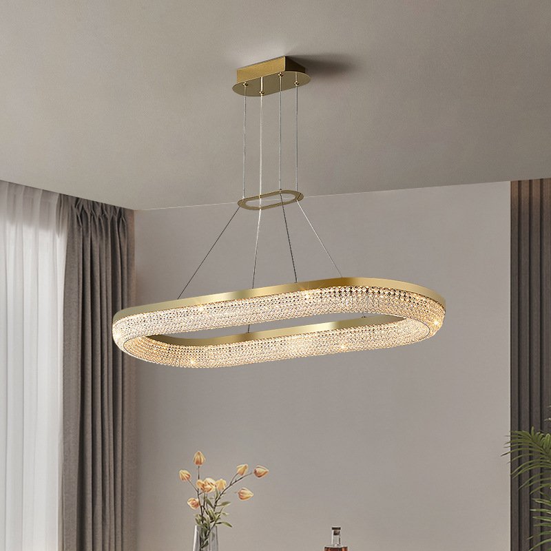 NEW BAHE Lights for Home Luxury Stainless Steel K9 Crystal Light Ring Living Dining Room Tassel Chandelier for Home
