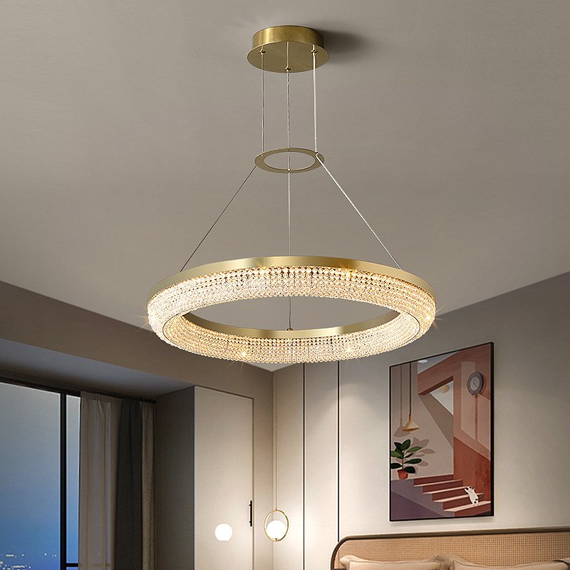 NEW BAHE Lights for Home Luxury Stainless Steel K9 Crystal Light Ring Living Dining Room Tassel Chandelier for Home